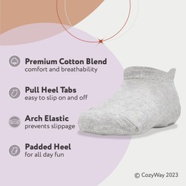 CozyWay Baby & Toddler Socks Ankle Comfy Cotton Socks For Girls and Boys No Show Infant 3T-5T Gray 12 Pack