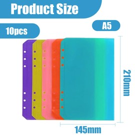 10 x A5 loose leaf folders, waterproof A5 storage bag, A5 folder with 6 holes, colourful folders for organising documents