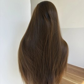 MISSWEN Heat Resistant Synthetic Hair Long Straight Light brown Lace Frontal Wig