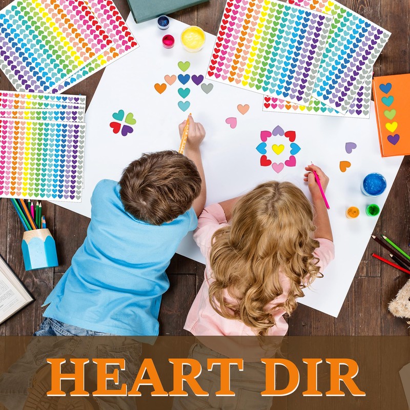 Heart Stickers for Kids, 4050 Pieces, 12mm, 18 Sheets Small