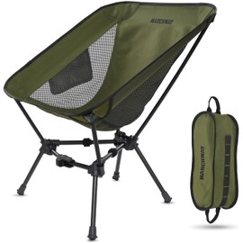 MARCHWAY Lightweight Folding Camping Chair, Portable Foldable Compact for Outdoor Camp, Travel, Beach, Picnic, Festival, Hiking, Backpacking, Supports 330Lbs (Green)