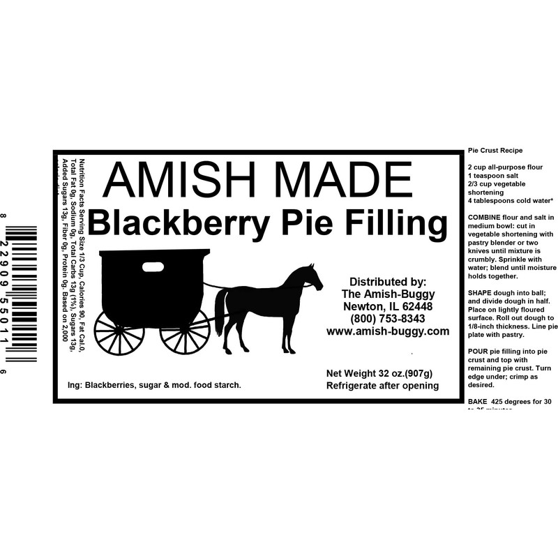 Amish Pie Filling - TWO 32 Oz Jars (Blackberry)