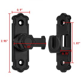 4 Packs Black Aluminum Alloy 90/180 Degree Gate Lock,Barn Door Latches
