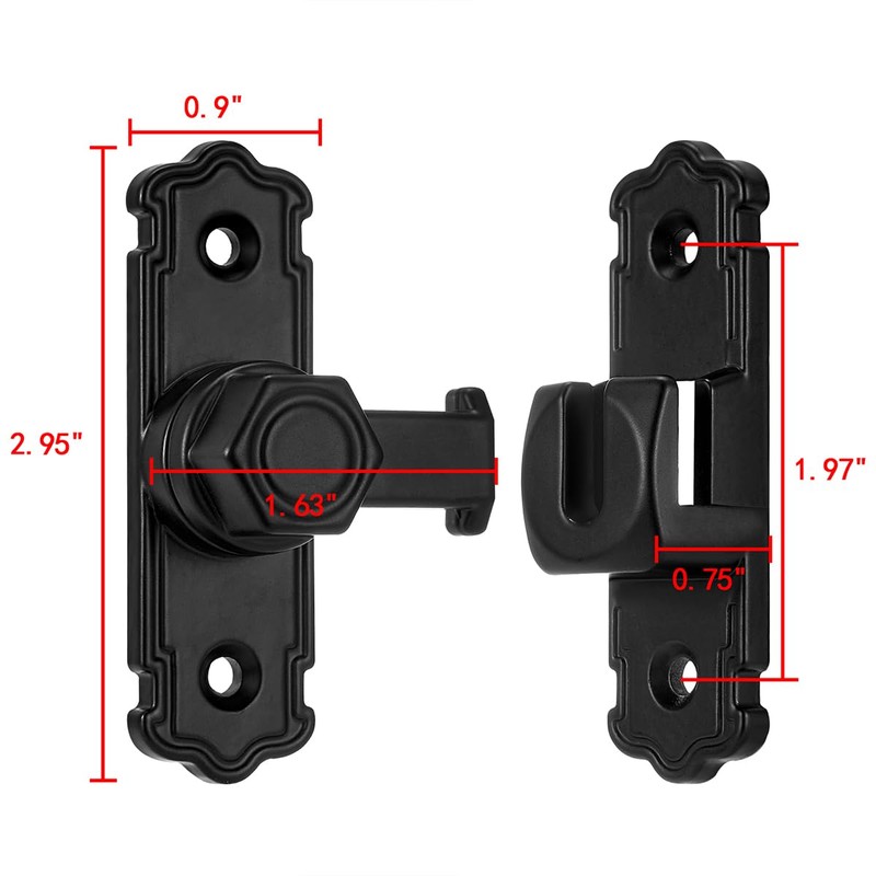 4 Packs Black Aluminum Alloy 90/180 Degree Gate Lock,Barn Door