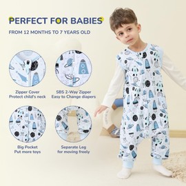 WONDAY 2 Pack Toddler Sleep Sack with Legs, Sleep Sack 2t-3t, Sleep Sack Baby Wearable Blanket, Sleeping Bag 0.5 TOG Sleep Sacks with Feet, Sleeveless Toddler Sleeping Sack