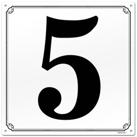 8x8" Parking Lot Number 5 Sign - High-Intensity Grade Aluminum, Weatherproof, Fade-Resistant, Curbside Number, Black/White, Ideal for Outdoor and Indoor Use