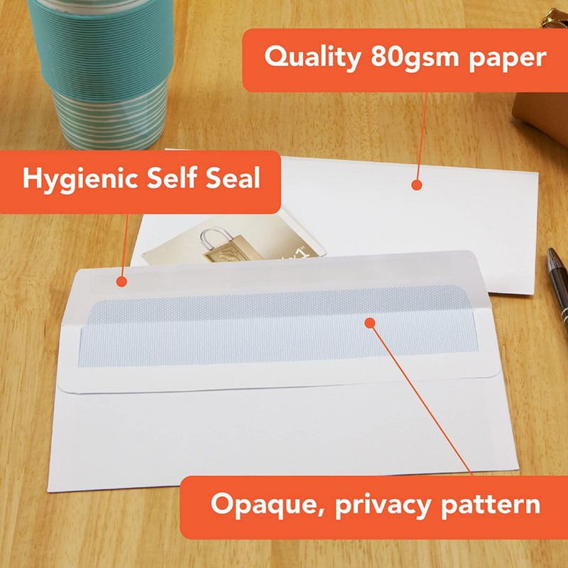 Postmaster Envelopes DL Peel & Seal 100GSM White Paper -