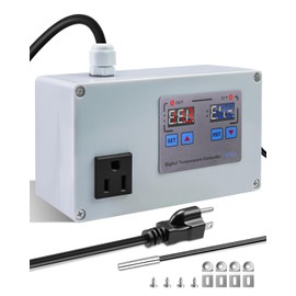 10A 110V Temperature Controller, Digital Thermostat Switch for Seedling Germination, Home Brewing, Fermentation, Vacuum Low-Temperature Cooking, Hatching, Pet Breeding, Heaters Or Cooling Equipment