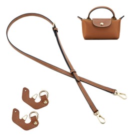 ZOOEASS Leather Purse Strap Replacement Bag Straps for Longchamp Handbags Women Leather Crossbody Shoulder Strap Adjustable（013G-Brown）