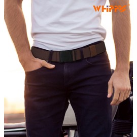 WHIPPY Mens Elastic Stretch Belt Unisex Adventure Web Belt for Women Men with Non-Metal Buckle Adjustable Belts, Coffee