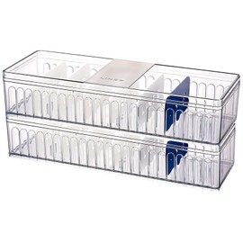 ZASA Cable Storage Case, Charging Cable Storage, Cord Storage Box, Clear, Clear Tabletop Storage, For Home and Office, Organization, Cable Storage Box, 7 Compartments, Freely Adjustable, Stackable,