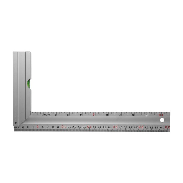 Bojueshaw Aluminum Try Square with Spirit Level,90 DegreeL Shape Rulers,300mm/12