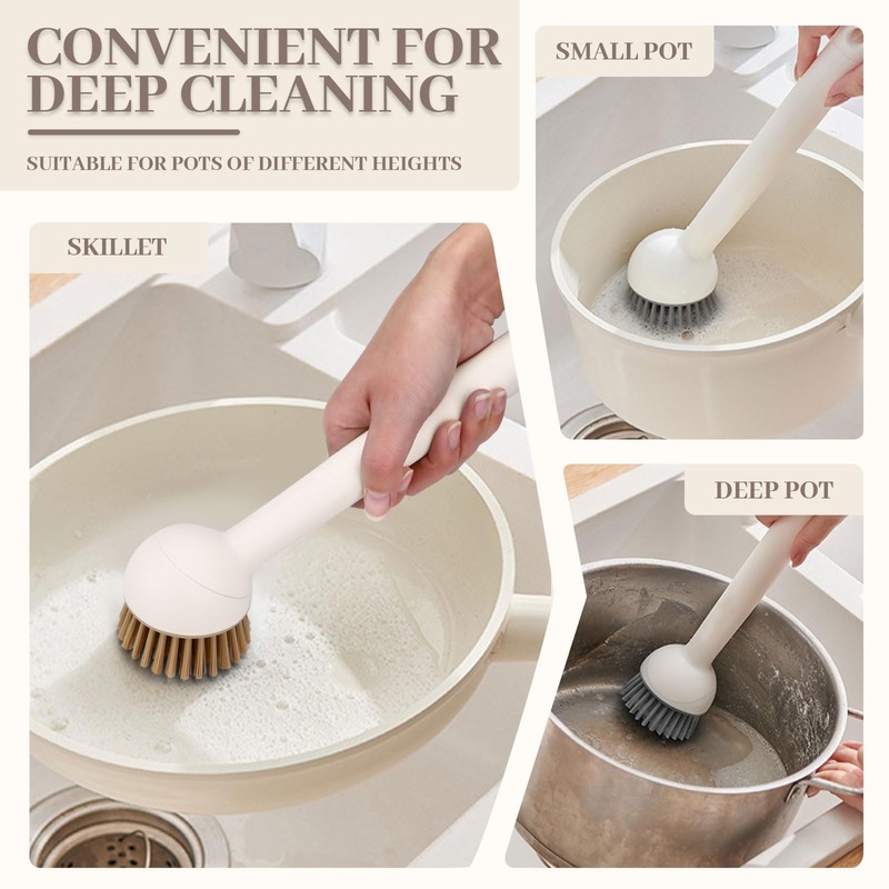 Diakey 2 Pack Dish Brush with Adjustable Angle Handle, Stiff