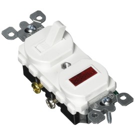 Leviton 5226-W 15 Amp, 120 Volt, Duplex Style Single-Pole, Neon Pilot AC Combination Switch, Commercial Grade, White