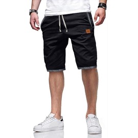 ZOXOZ Men's Summer Leisure Chinos, Stretch Cotton Shorts with Pockets, black