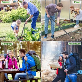 FAPUKL Hoe Garden Tools - Pickaxe - Foldable and Removable for Storage, 50" Extra Long Handle Adjustable to Your Needs (Black)