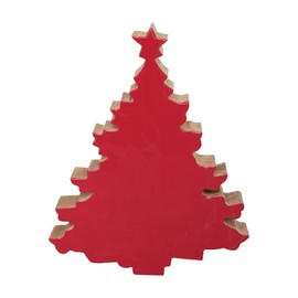 Creative Co-Op Enameled Mango Wood Christmas Tree, Red