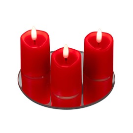 Simplelight Set of 6 Flameless Votive Candles with Timer, D 1.8”X H 3.1”, Battery Operated Realistic Black Wick Candles, Wedding, Party and Holiday Decoration (red)