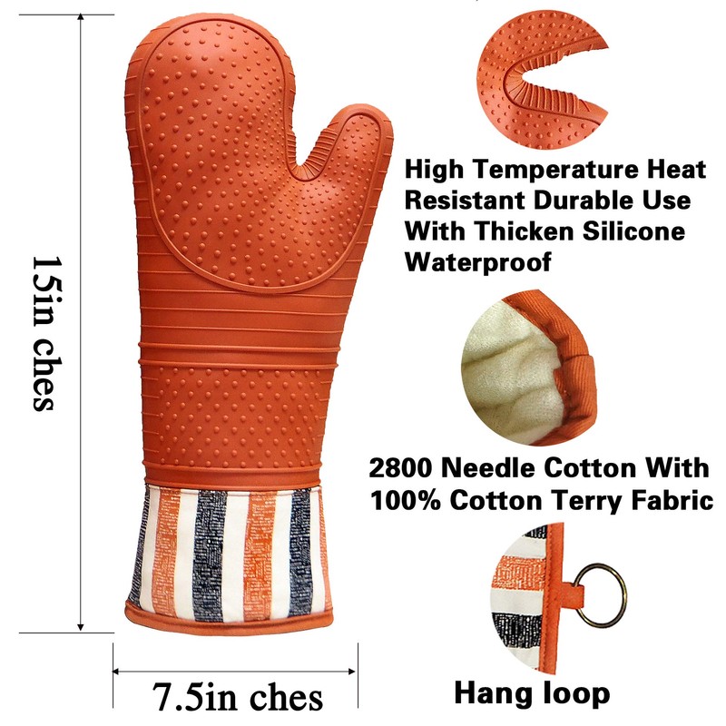 RED LMLDETA Heat Resistant 550 Degree Oven mitt, Silicone Oven
