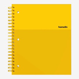 Hamelin, Spiral Notebook, 8.5x11in, College Ruled, Hardcover, 90shts/180 Pages, 3 Subject Notebook, SUNSHINE Yellow