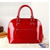 Patent Leather Dome Satchel Purse Zip-around Handbag Multi-Pocket Shoulder Bag