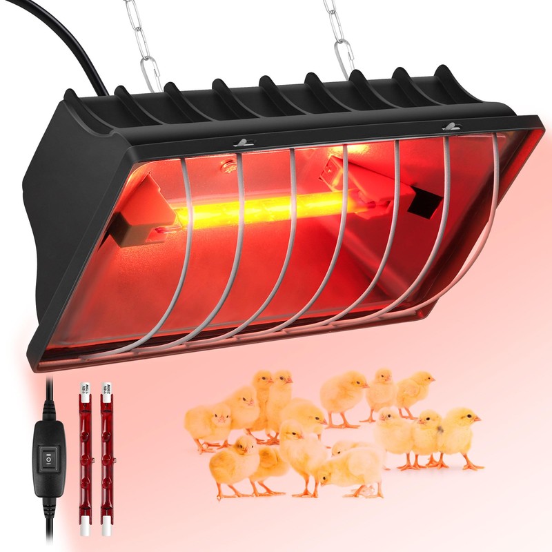 Heat Lamp for Chickens Chicks, Chicken Coop Heater with Adjustable