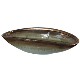 Uttermost 17855 Iroquois - 15.75 inch Bowl, Mint Green Glaze/Aqua Blue/Chocolate Brown Glaze Finish