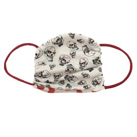 Reversible Family Stretchy Washable 2 Ply Comfy Ear Loop Multi Purpose Face Mouth Cover One Size (Reversible) White Skulls/Red Hearts