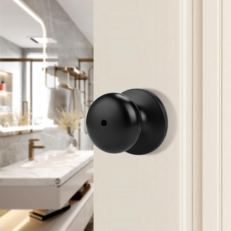 Probrico Privacy Round Black Ball Door Knobs - 8 Pack,