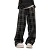 Grunge Lounge Pants Vintage Clothes Goth Emo Plaid (Grey2, L,