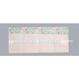 Flowers Pattern Colored Canvas Pencil Case Roll Wrap Holders Peony Roll Up Pencil Bag for Artist Adult Coloring Travel Storage Organizers (Spring, with 48 Slots)