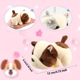 Cotiny 12 Pcs 4 Inch Mini Plush Puppy Toy Cute Stuffed Dog Toy Stuffed Animals Pendant for Birthday Party Ornaments Stuffed Doll Keychain Home Decoration, 4 Colors