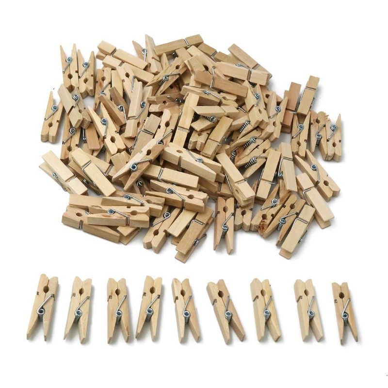 G2PLUS 100PCS Mini Wooden Pegs - 3.5cm Wooden Photo Display