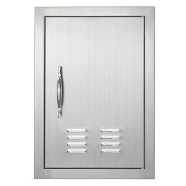 VEVOR BBQ Access Door, 14W x 20H Inch Single Outdoor Kitchen Door, Stainless Steel Flush Mount Door, Wall Vertical Door with Handle and Vents, for BBQ Island, Grilling Station, Outside Cabinet