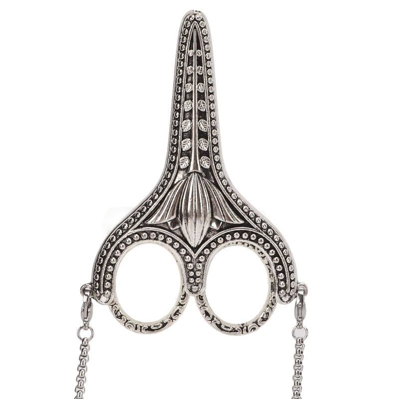 Sewing Scissors Vintage Chain Silver Bauhinia Stainless Steel Pointed Small