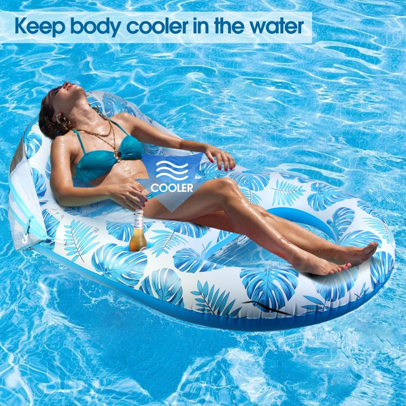 COOLCOOLDEE Pool Lounge Float with Canopy UPF50+,Extra Large Pool Floats