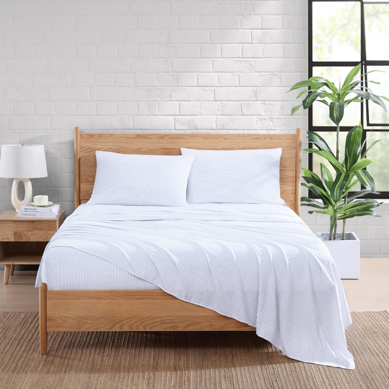 Casa Platino Bed Linen Set, Twin XL, Blue Stripes -