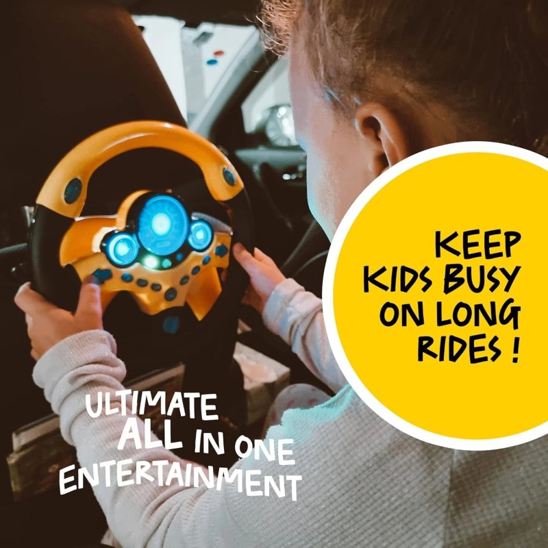 BETTERLINE Toy Wheel for Kids Driving Simulation with Lights and