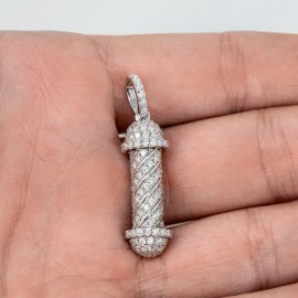 Morf Jewelry Mens Moissanite Real Solid 925 Sterling Silver Barber Pole Iced Pendant HipHop
