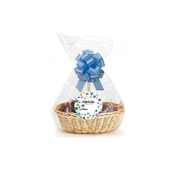 Blue Stars 2Pack Designer Cello Bags/Tags/Bows Cellophane Jumbo Gift Basket Packaging Bags Flat 30" x 40"