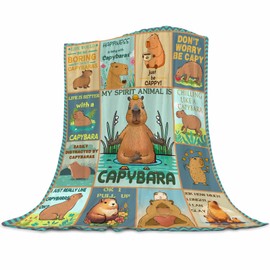 Capybaras Blanket Gift for Girls Boys Kids Animals Lovers Soft Flannel Blankets Cutes Capybara Throw Blanket for Women Men, Capybaras Blanket for Couch Sofa Bedroom Camping Travel 60"x80"