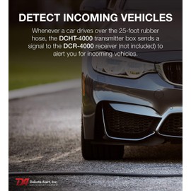 Dakota Alert - DCHT-4000 Wireless Drive Way Alarm Transmitter, One Mile Wireless Range with 25-FT Rubber Hose Vehicle Sensor - Wireless Rubber Hose Driveway Alarm