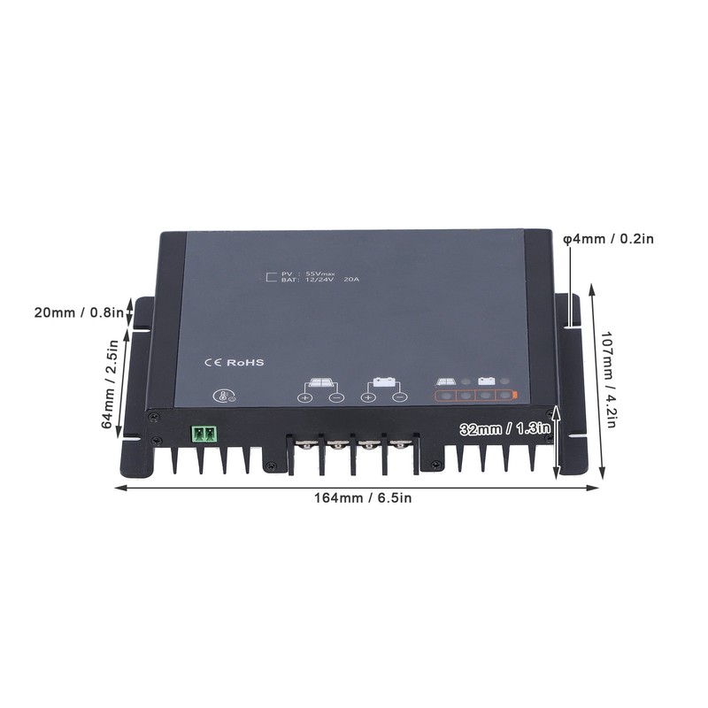 Solar Controller MPPT Regulator Auto Tracking Focus Waterproof with Bluetooth