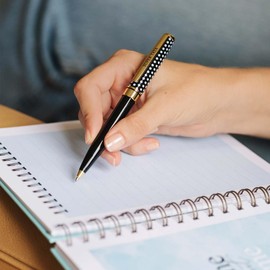 La carterie 76000740 Ballpoint Pen Set Black & Gold with Message on Clip Anne