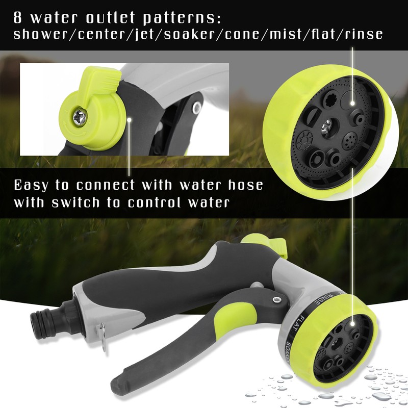 8 Patterns High Pressure Water Gun Head Hose Sprayer For