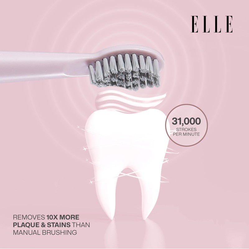 Elle - Lithium Sonic Electric Toothbrush, Powerful Cleaning (Pink)