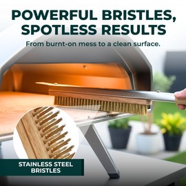 Urban Whisk 26" Pizza Oven Brush with Scraper – Heat Resistant Pizza Brush for Pizza Oven with Stainless Steel Bristles | Pizza Stone Brush for Cleaning Residue & Ash, Extra Long Handles & Spare Head