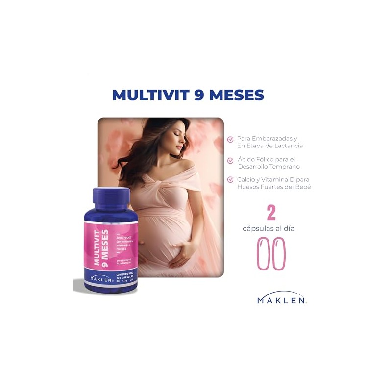 Prenatal Multivit Maklen Meses Multivitaminico Completo Ácido Fólico Omega Suplemento
