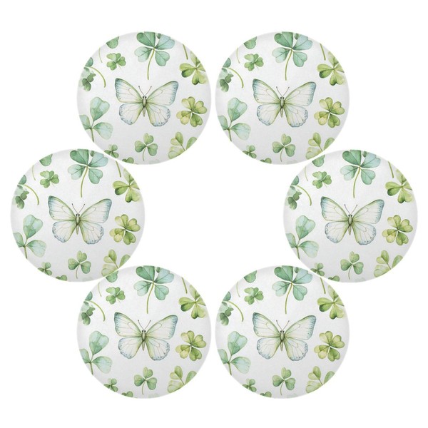 St. Patrick's Day Placemats Green Watercolor Butterfly Clover Round Placemats