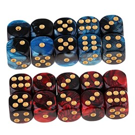 20PCS Polyhedral Dice D6 Dice 16mm Acrylic 6 Sided Dice Game Dice for RPG MTG DND Dice Table Games (Blue Black and Red Black)
